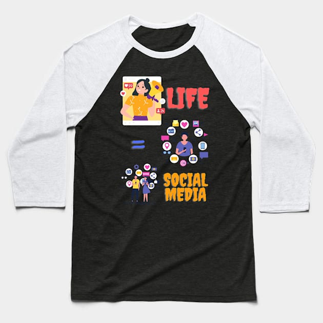 social media Baseball T-Shirt by AMINOS ART